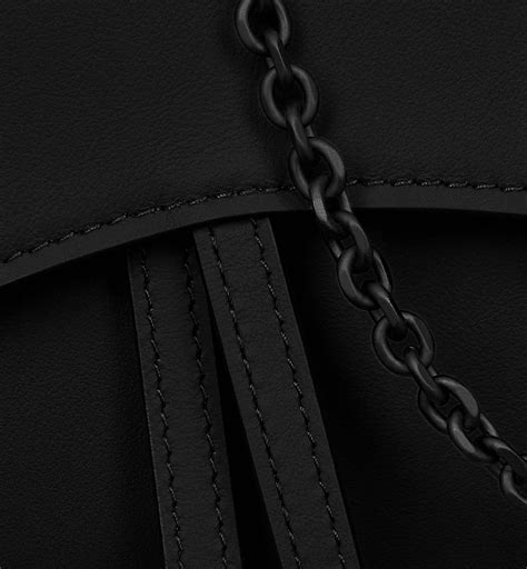 Long Saddle Wallet with Chain Black Ultramatte Calfskin 